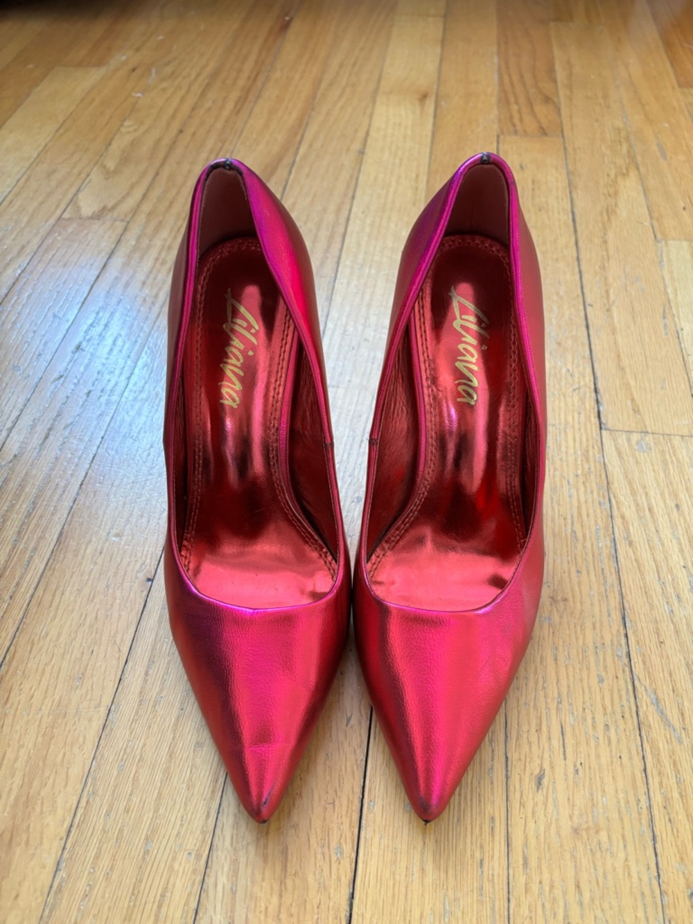 Liliana Metallic Fuchsia Pointed Toe High Heels